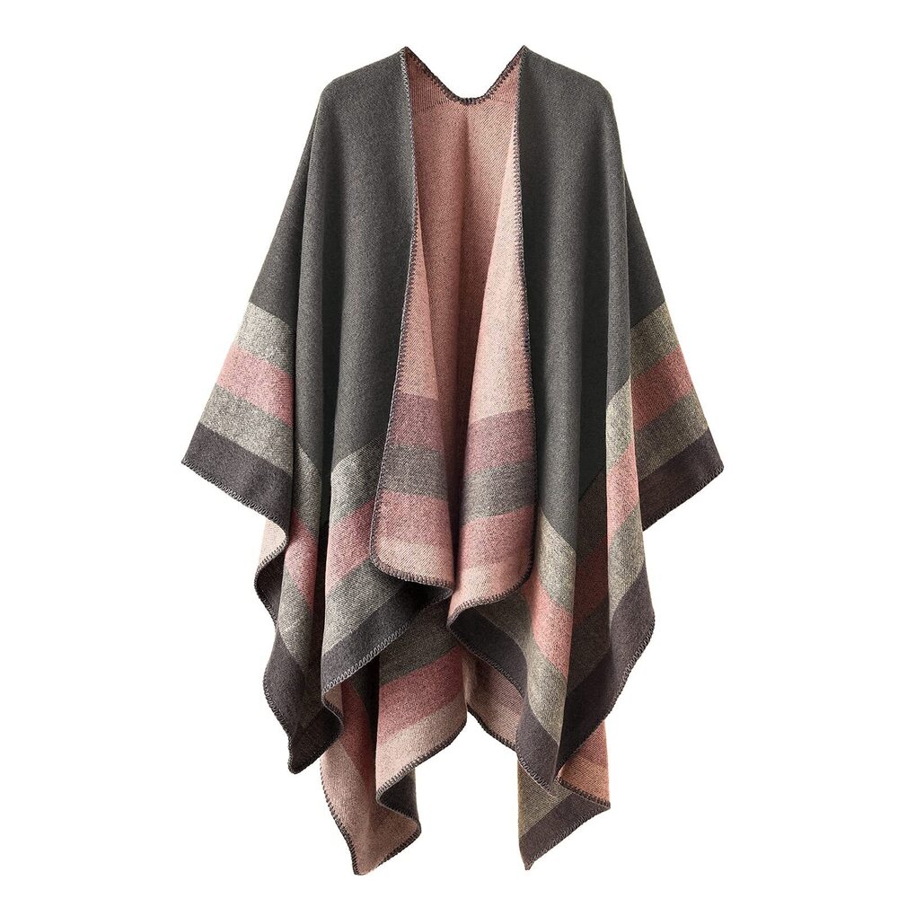 3376 Shawl Wraps For Women, Elegant Knitted Cape Open Front Soft Poncho